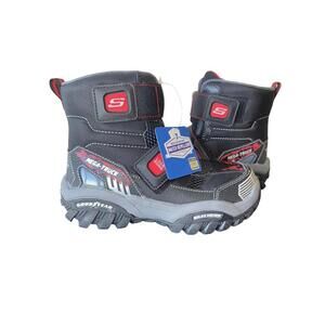 Skechers Kids Boys Shoes Turbo Speed Mega-Truck Good Year Black Waterproof Boots